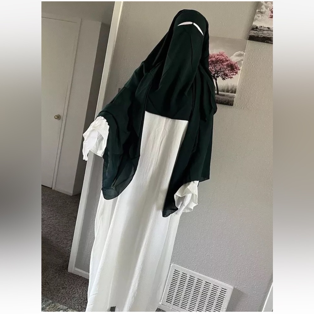 Three layers nose string niqab with batwing sleeve Arabian dress🥰niqab hijab